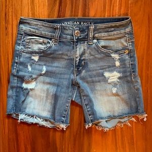 American Eagle distressed shorts.